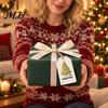 Christmas Package Accessories 60 Pcs Tree Gift Tags with Hemp Rope, Watercolor Xmas Coated Cardboard Winter Holiday Paper Tags, Merry Hanging