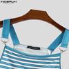 INCERUN Men Strap Sleeveless Striped Cropped Tank Tops Undershirts