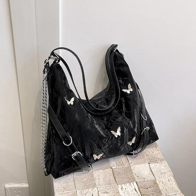 Large Capacity Commuter Backpack Summer Fashion Butterfly Underarm Shoulder Bag Versatile Chain Tote Bag
