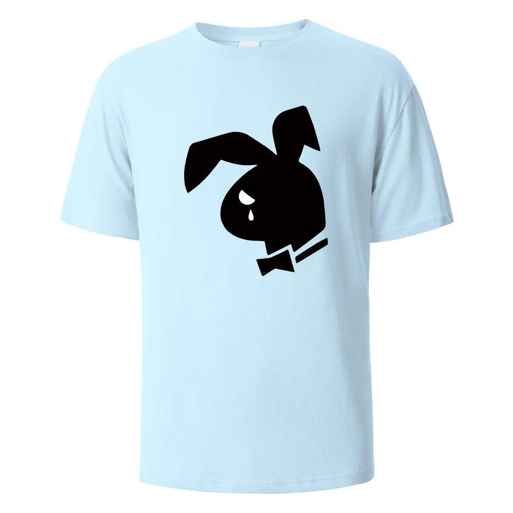 Weep Rabbit Street Lustiges T-Shirt Für Herren Mode Lässig Locker Baumwollkleidung Basic Oberteil Rundhals Atmungsaktives T-Shirt Hip Hop T-Shirts