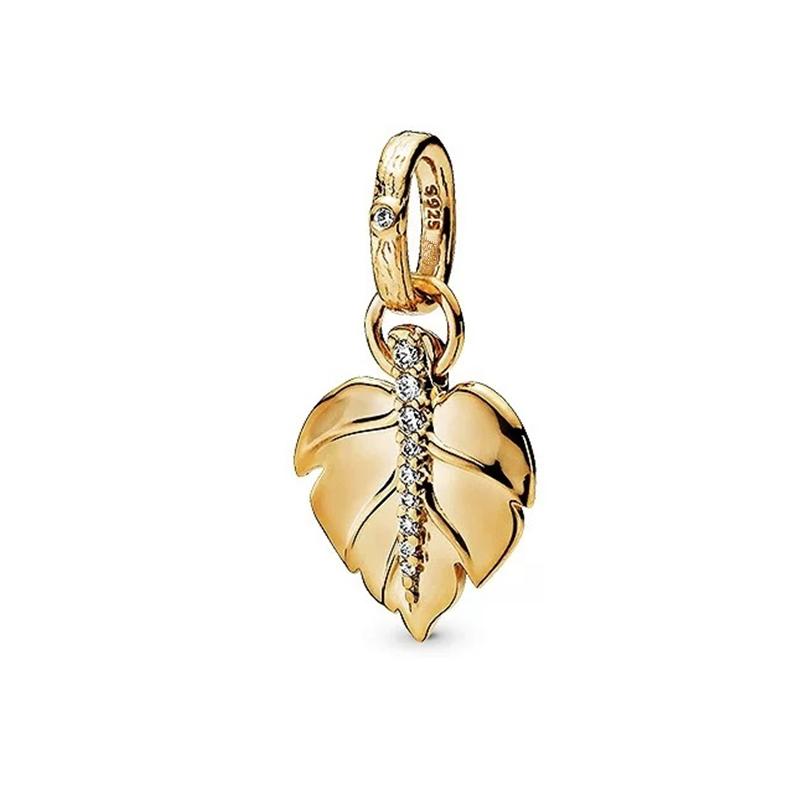 Neue Vergoldete Charm-Perlen Anhänger Passend für Schlangen Silber Armband Halskette Für Diy Schmuck Damen Geschenk Funkelnd