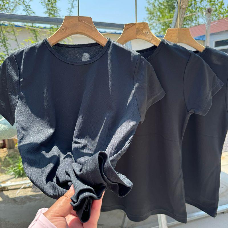

Cabbage Price! Export Japanese Single Women s Cut Label Sports Quick-Drying T-shirt Thin round Neck Short Sleeve Breathable Mesh Tops Black shoot one get one free F