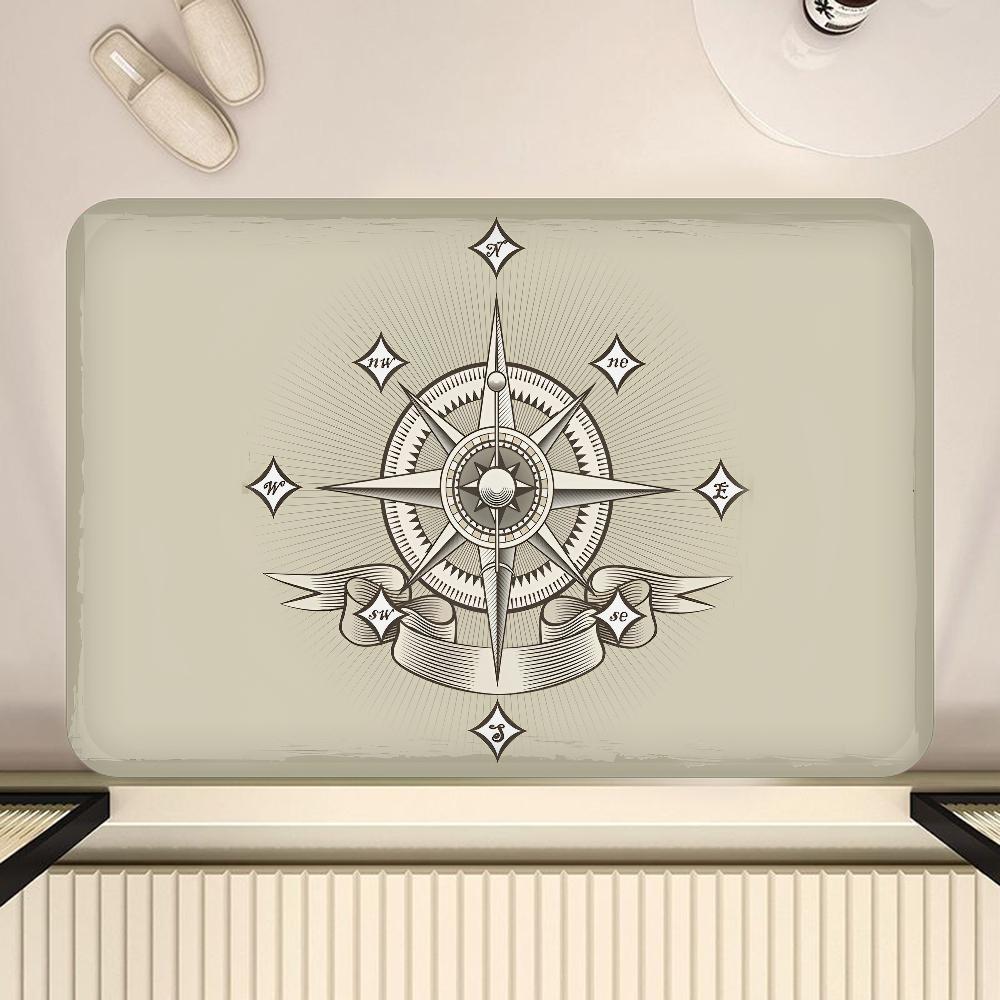 Nautischer Kompass Flur Teppich Waschbar Rutschfest Wohnzimmer Sofa Stühle Bereichsmatte Küche Fußmatte Bereichsteppich