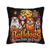 Bulldogs Because People are Creepy Halloween Dogs Pillow Cover  Fashion Pillow Case For Living Room Chair Comfy Pillowcases Gift