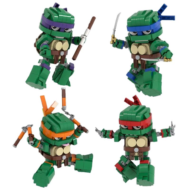 MOC Animated Movie Figures Turtle Mecha Model 1987 Violent Tortoise Warrior Mini Doll Building Block Kid Toy Adult Birthday Gift