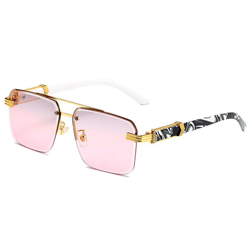 Marble Wood Mirror Legs Rimless Sunglasses Men for Women Luxurious Brand Square Frameless Sun Eyeglasses Gradient Glasses Sunglasses UV400