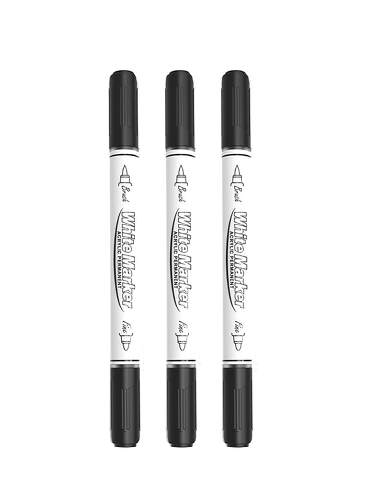 Black/White Large Capacity Dual Tip Permanent Acrylic Paint Pen for Art Supplies Fabric Paint, Markers for DIY Art Brush Pen Set