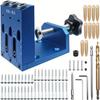 Kit de Gabarit de Trou de Poche Réglable Avec 3 Guides de Perçage Système de Perçage à Angle de 15°, Outil de Positionnement Professionnel Pour le Travail du Bois Pour Charpentier Projet Bricolage