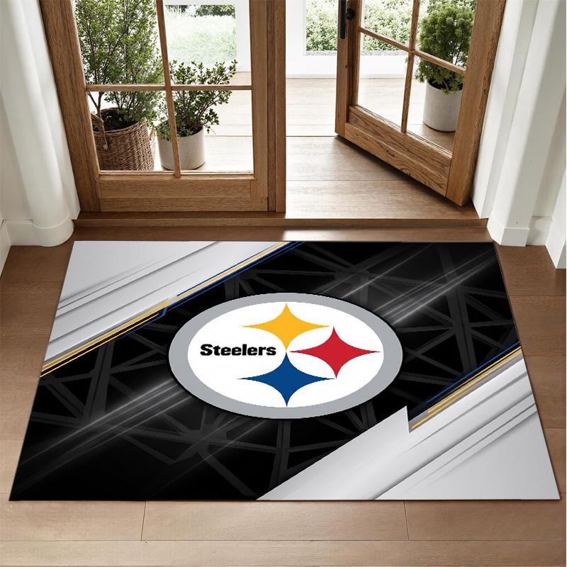 Pittsburgh Steelers Design Crystal Velvet Rug Soft Decorative Mat for Bedroom Entrance
