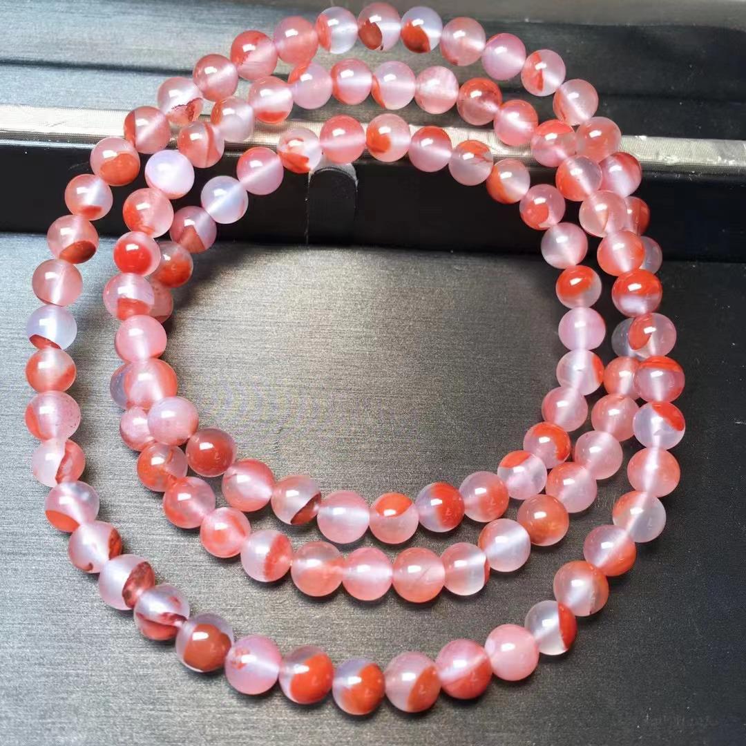 Nan Hong Red Ice Float Beads Multi-strand Buddhist Prayer Bracelet