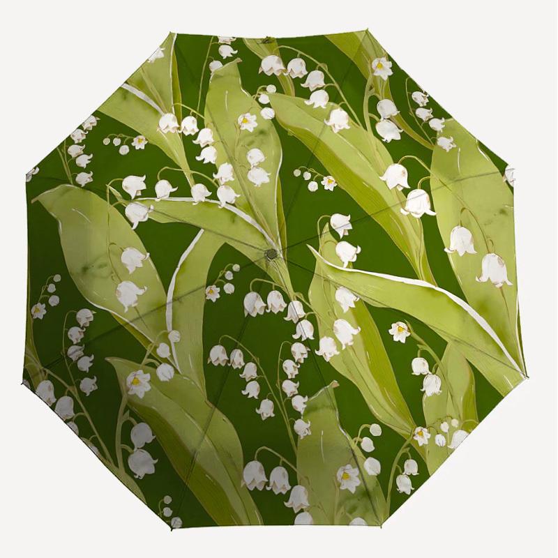 1PC Lily of the valley Umbrella-8-Rib Reinforced Portable Folding Travel Suitable for All Seasons Outdoor Daily Use-Z0479