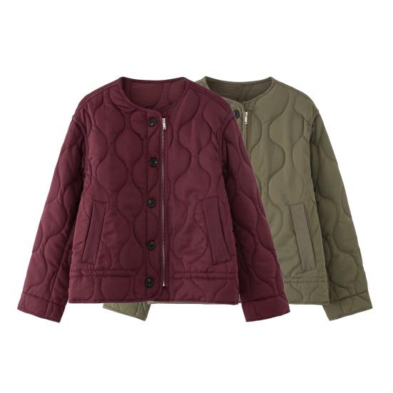 Women Coat Round Neck Long Sleeve Solid Color Jacket with Pockets Versatile Style Thickened Casual Outerwear