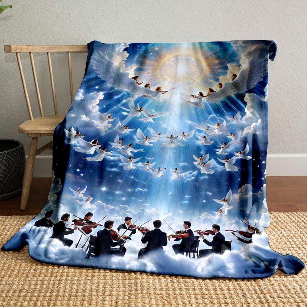 

Angelic Orchestra Sky Blanket Printed Blanket for Living Room Bed Couch lunch break Soft Cozy Blanket for Friend s festival Gift 80cm x 120cm