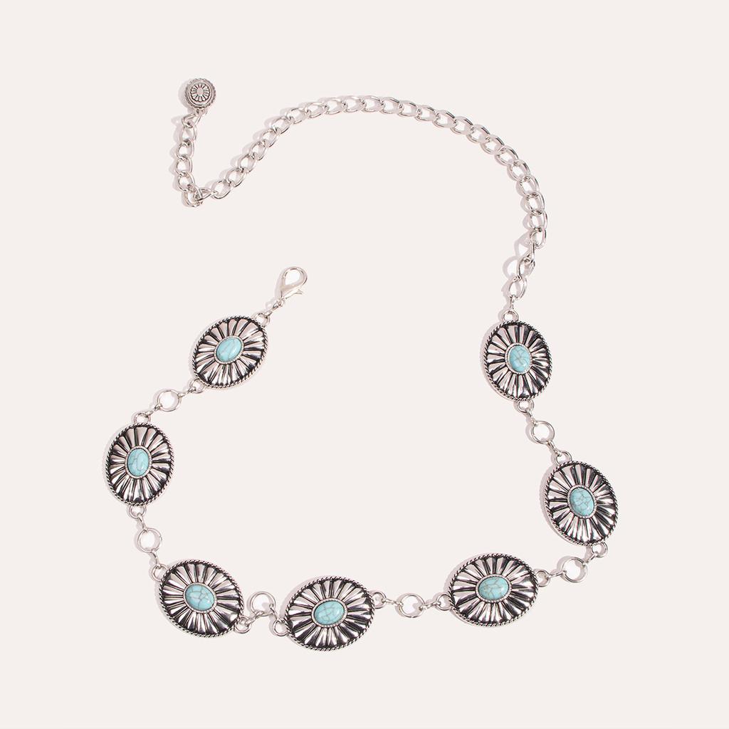 New Ethnic Style Turquoise Retro Oil Dropping Accessories Waist Chain Bohemian Western Style Women's Waist Chain