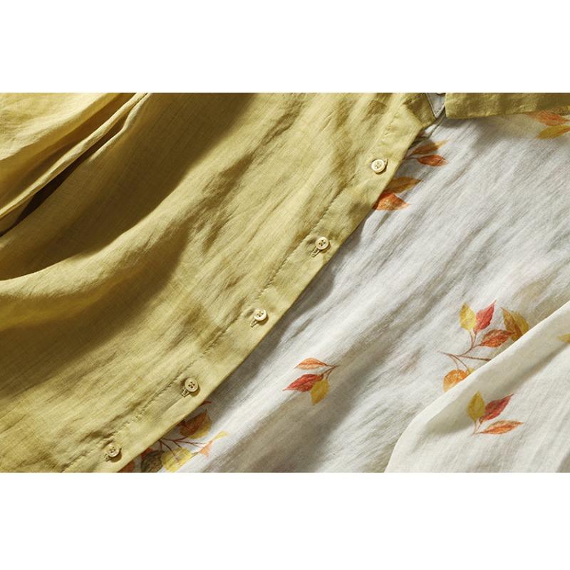 Letnia koszula retro patchworkowa z nadrukiem dla kobiet Temperament Krótki rękaw Top dla kobiet Bluzki i koszule