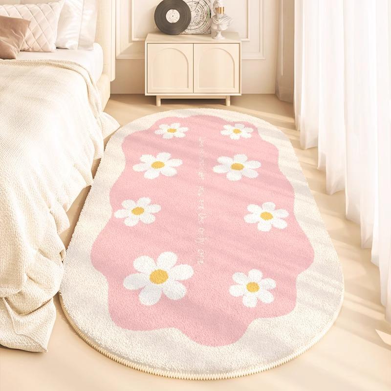 Korean Runner Rug Modern Simple Fluffy Bedside Carpet Fashion Light Luxury Ins Cream Style Home Decoration Sofa Mats  Alfombra