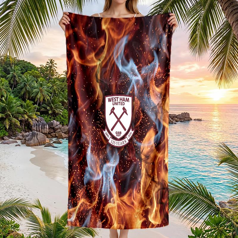 West Ham United Fußball Strandtuch Weiches Mikrofaser Sommerhandtuch Schnelltrocknend Saugfähiges Handtuch für Strand Schwimmbad Reisen