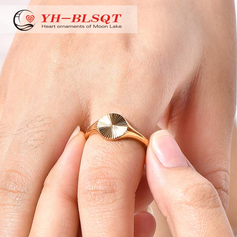18K Gold IP Electroplated Stackable Sunshine Ring - High Polished Fashion Jewelry Gift