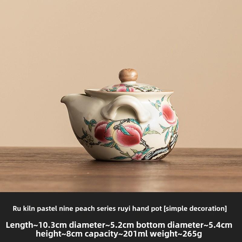 

Ru Kiln Pastels Nine Peach Hand Grasp Pot Керамический чайный сервиз Kung Fu Чайник для дома Творческий Не горячий в обращении Фильтр Одиночный горшок