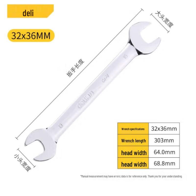 Deli Double-Head Open-End Wrench 32x36mm