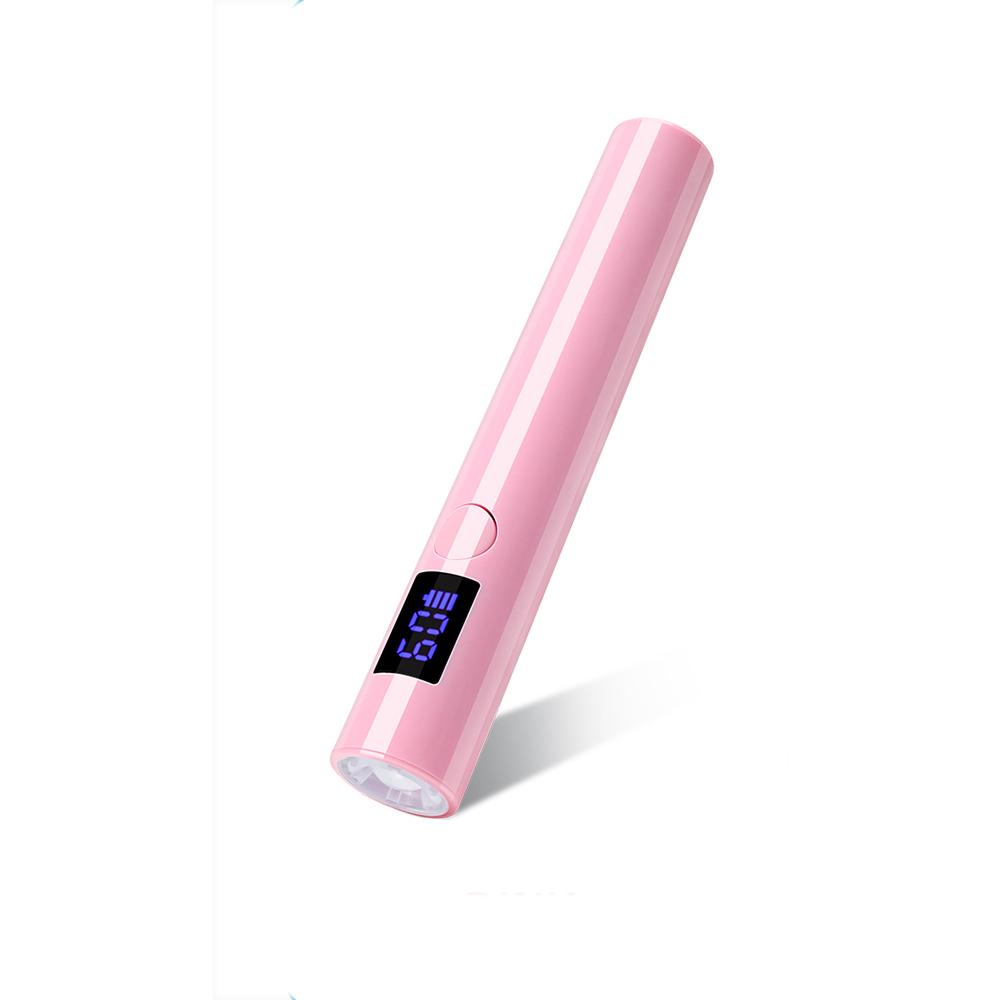 

Ручная УФ светодиодная лампа для ногтей Мини портативная сушилка для ногтей с двумя настройками таймера Перезаряжаемая быстросохнущая лампа для маникюра Фонарик розовый