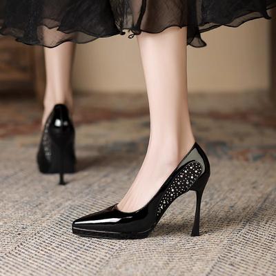2024 Dámské Vysoké Podpatky Sexy Špičatá Špička Svatba Platformové Lodičky Módní Lakovaná Kůže Jehlový Podpatek Jednoduché Boty Sapatos Mujer