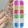New Macaron Color Nail Art Accessories: 12-Grid Boxed Summer Rhinestones for Press-On Nail Decoration