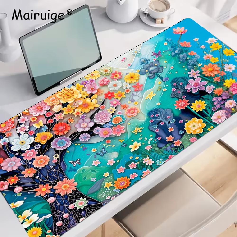 Colorful flowers Gaming Mats Extended Pad Pc Accessories Mouse Pads Desk Interior Mousepad Gamer Setup Decoration Mouse Mat