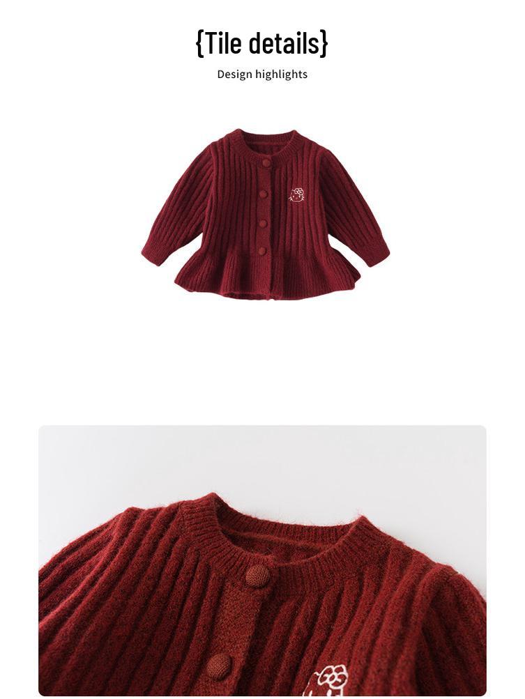 2025 New Korean Style Cartoon Knit Cardigan for Girls - Fashionable Spring & Autumn Outerwear
