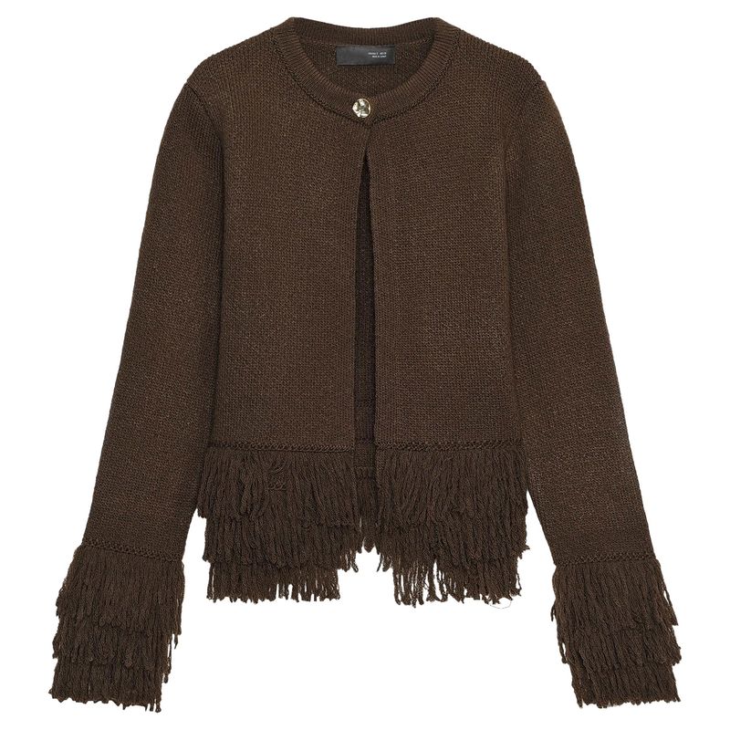 Zaprha 2025 Autumn New Unique Beautiful Tassel Button Knitted Outerwear Women Cardigan All-Match 6427109