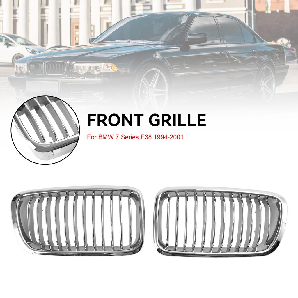 2 STÜCKE Chrom Front Nieren Grill Gitter Passend für BMW 7er E38 1994-2001