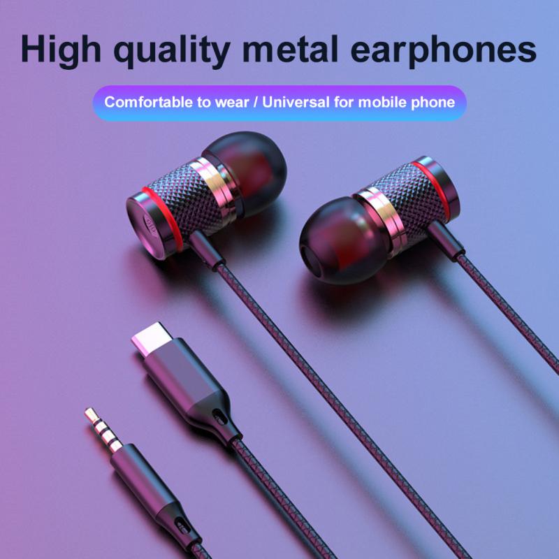 Wired Headphones DAC Type-C 3.5mm Headset 9D Bass Stereo Earbuds In-Ear Handsfree Earphones for S20 S10 POCO