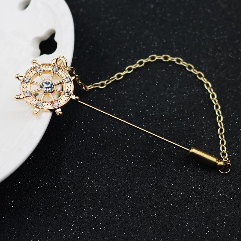 Korean Crown Lapel Pin Brooch for Women and Men - Elegant Long Pin Accessory