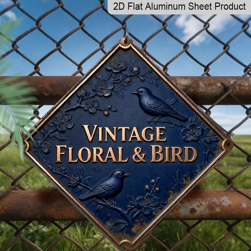 

2D Flat, 1pc - Vintage Floral and Bird Theme Aluminum Sign | Art Decoration Enthusiast S Collectible, Wall Hanging, Suitable for Study, Living Room 20*20cm