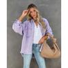 Long Sleeve Denim Jacket Women Washed Raw Edge Mid-Length Loose Jacket