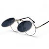 Steampunk Sunglasses Round Glasses Classic Fashion Stylish Full Rim Type Flip-up (Gold Green)
