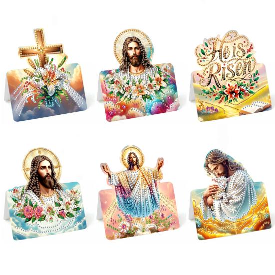 6 Pcs DIY Rhinestone Painting Birthday Gnome Greeting Card Kit 5D Rhinestone Art Birthday Cards for Adults Kids Anniversary Holiday Gifts