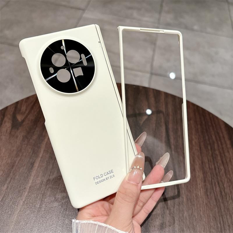 Fashion Solid Color Phone Case For VIVO X Fold 5 3 Pro Front Protection Film PC Hard Shell Hinge Shockproof Back Cover