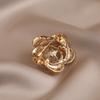 Fashionable and Elegant Golden Camellia Brooch High-end and Light Luxury Women's Suit Jacket Sweater Overcoat Pin