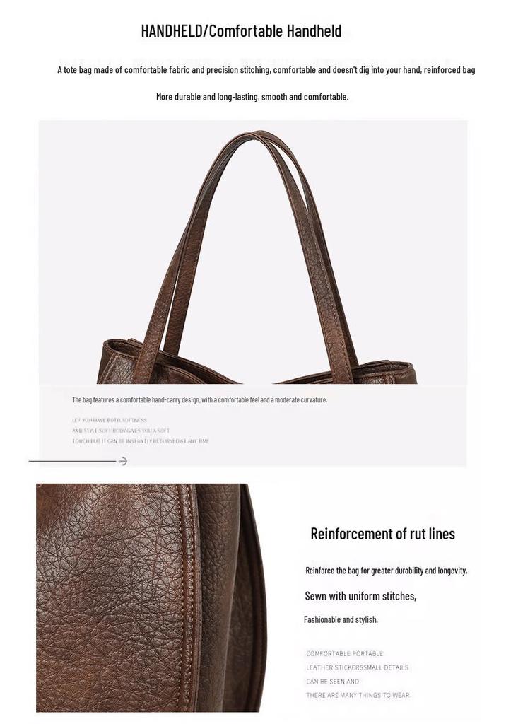 Retro High-Capacity Women's Soft Shoulder Tote Bag