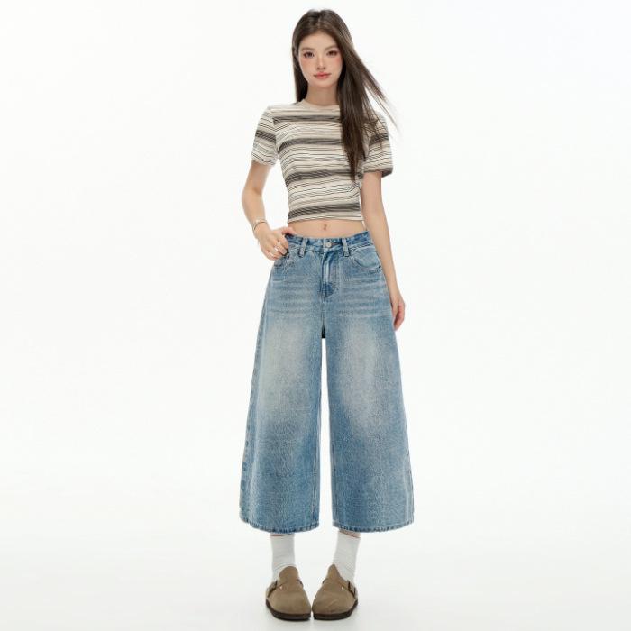 

Women s Spring/Summer 2026 Light Blue Wide-Leg Jeans - Trendy, Slimming, Casual, and Fashionable. Extra Large светло-синий