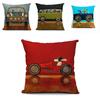 Classic Vintage Car Dog Print Pillow Case Featuring Premium Quality Cotton Linen Material