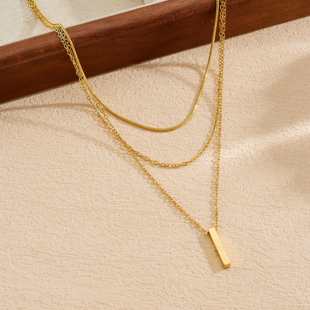316L Stainless Steel Punk Multi-layer Metal Bar Pendant Necklace For Women Fashion Clavicle Collarbone Jewelry Not Fade Gift