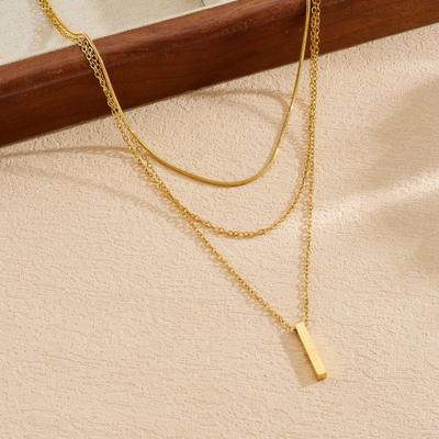 316L Stainless Steel Punk Multi-layer Metal Bar Pendant Necklace For Women Fashion Clavicle Collarbone Jewelry Not Fade Gift