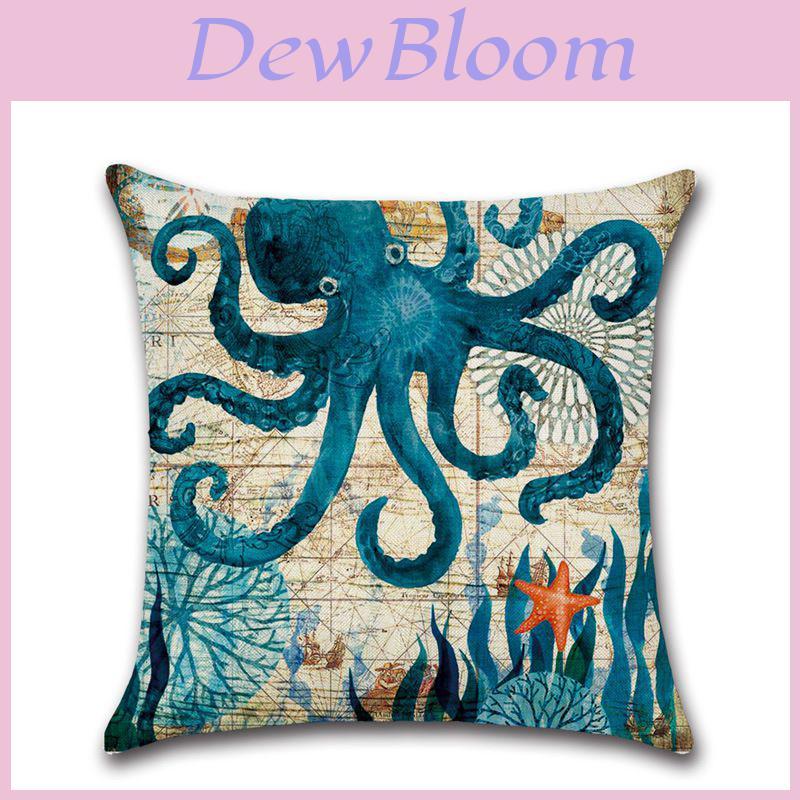Vintage Ocean Series Thick Peach Skin Velvet Pillow Cover Simple Style Pp Cotton Cushion Case 45*45cm