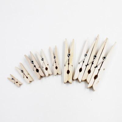 Plain Color Wooden Clothes Pegs - 100-Pack, Multiple Sizes, Small Clips