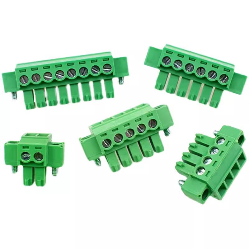 MX2EDGKM 3.81mm Plug-in Terminal Block with Flange; Green, PCB Wiring, 2P-24P