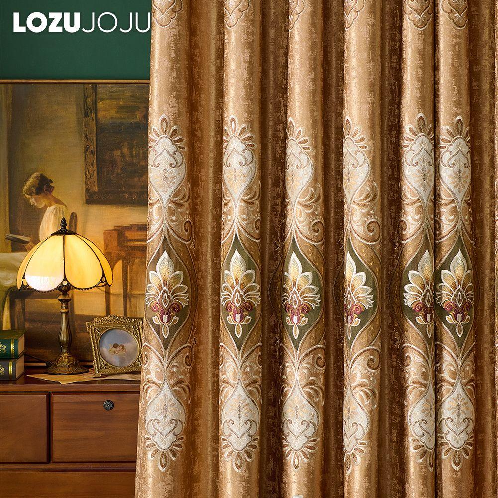 1PC LOZUJOJU European Style High-end Embroidered Semi Blackout Curtains for Living Room Bedroom Home Decor