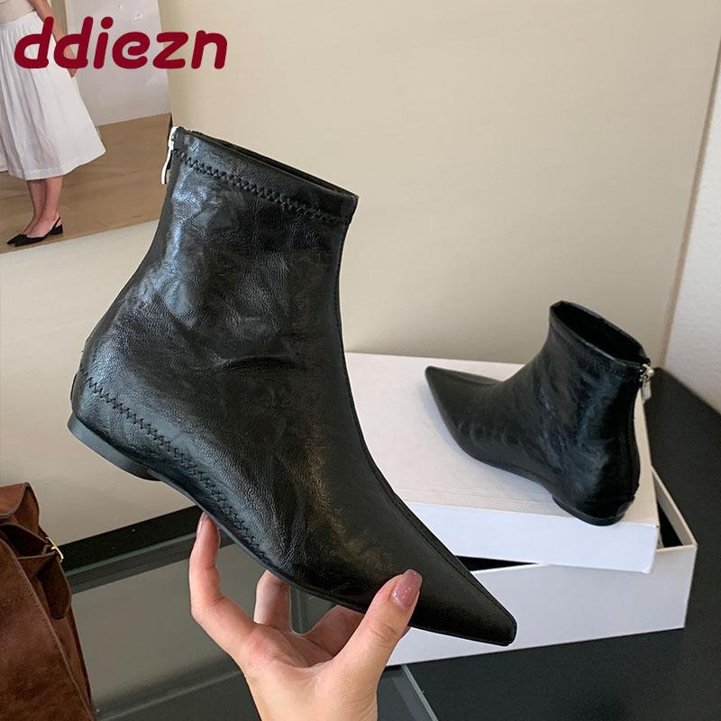 

Fashion Fashion Pointed Toe Modern Ladies Ankle Boots Female Height Increasing Shoes Women Short Stretch Boots Zippers Shoes 35 чёрный