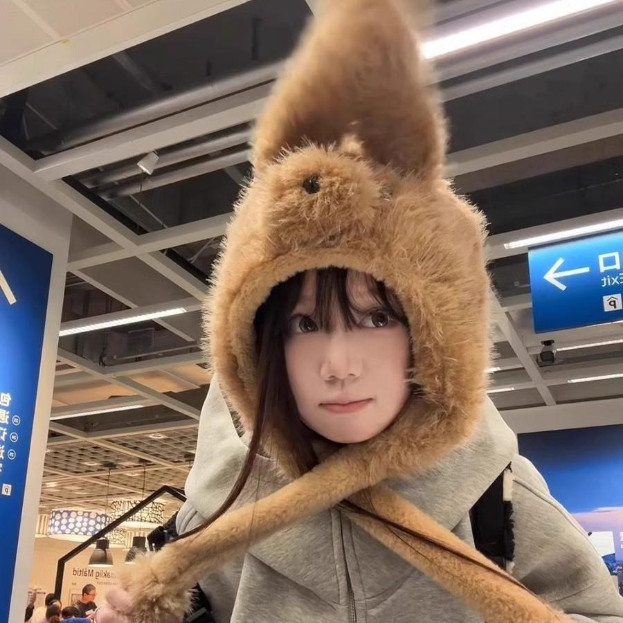 Winter neu süß beweglich flauschig Welpenhund Ohren Mütze weiblich verdickt warm Ohrenschützer